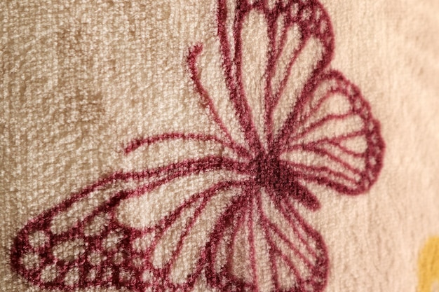 closeup embroidered floral pattern